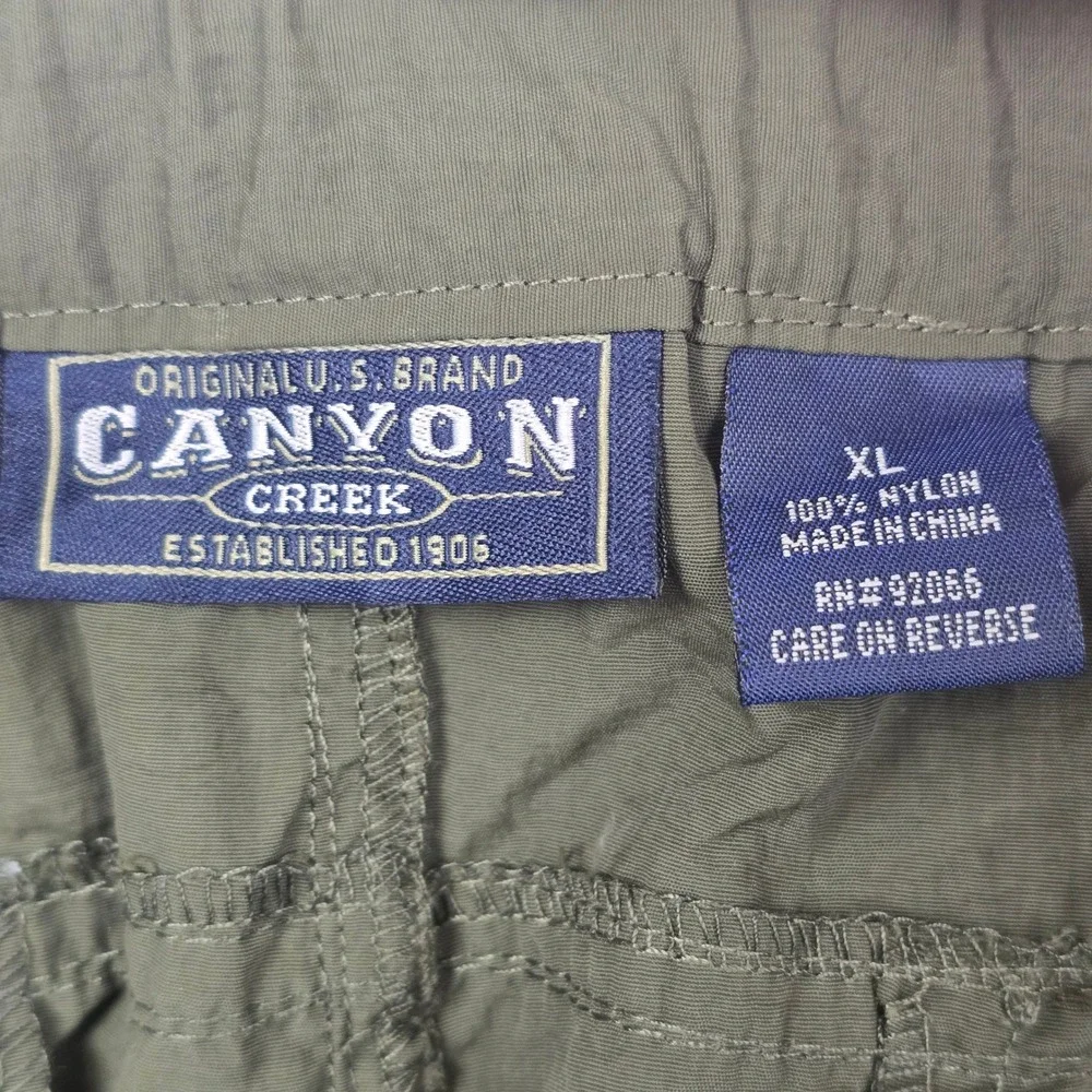 Mens Olive Green Convertible Zip Off Cargo Hiking Pants Packable Pocket NEW